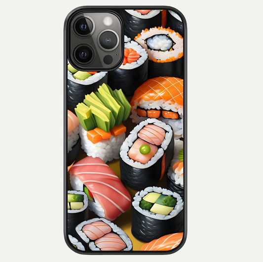 Sushi Food Pattern Glass Case For iPhone 12 Pro Max by Custom World