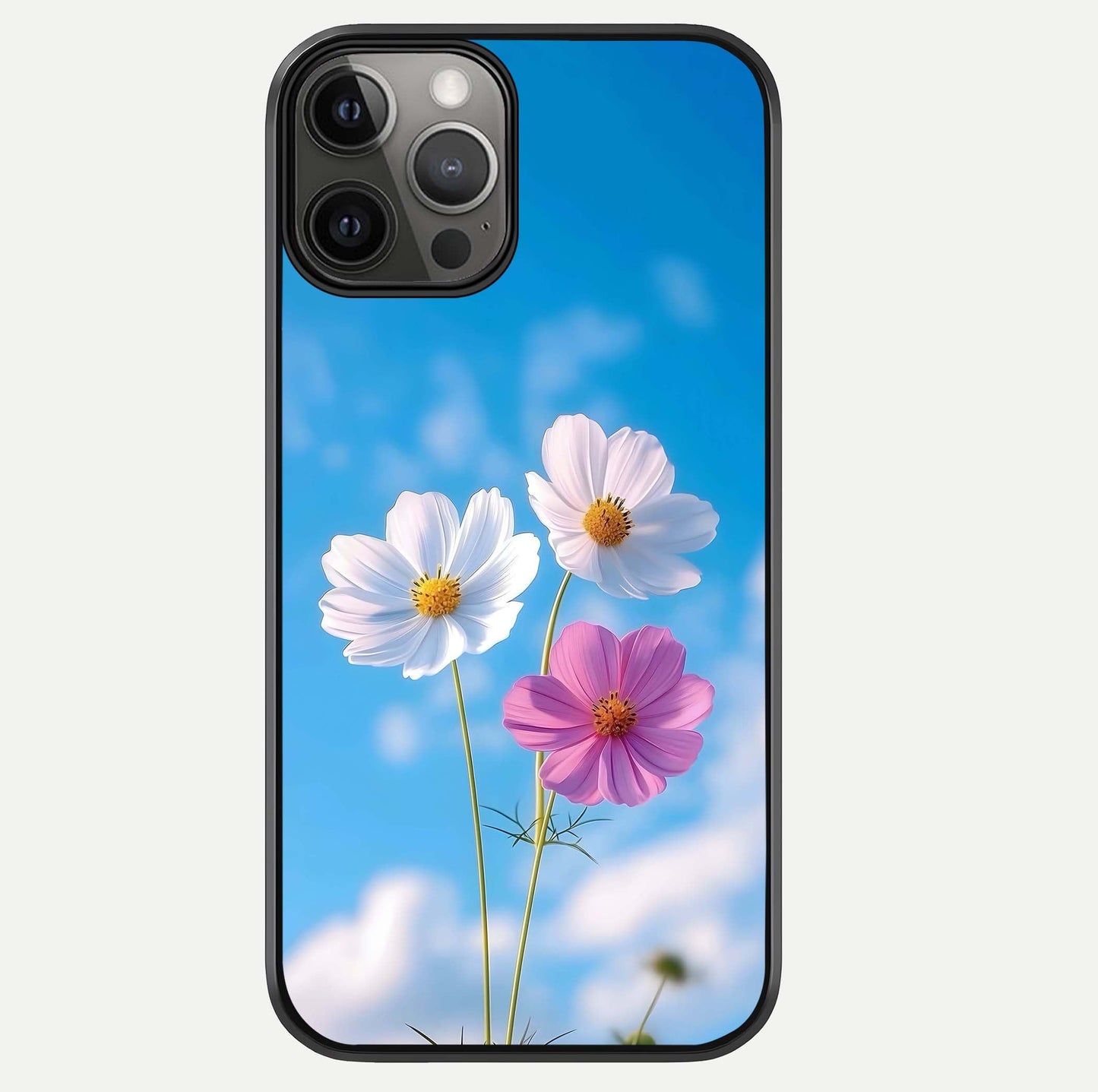 Triple Flowers With Sky Glass Case For iPhone 12 Pro Max by Custom World