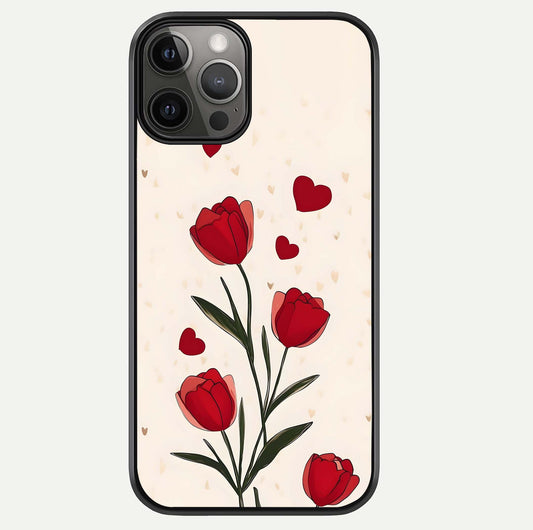 Tulip With Heart Glass Case For iPhone 12 Pro Max by Custom World