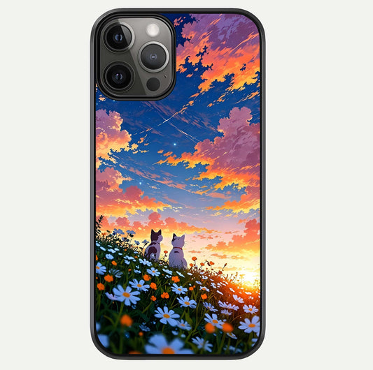 Two Cats Friends Glass Case For iPhone 12 Pro Max by Custom World