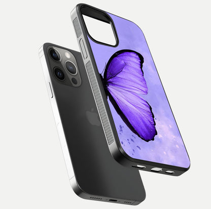 Violet Dream Wing Glass Case for iPhone 12 Pro Max floating dual-view mockup displaying gloss depth and clarity