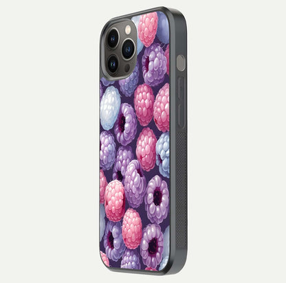 Berry Candy Pop Glass Case for iPhone 12 Pro Max side-angle image with bright color tones and smooth reflection