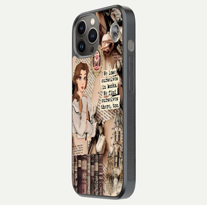 Bookish Dream World Glass Case for iPhone 12 Pro Max side-angle image showing detail depth and smooth corner polish