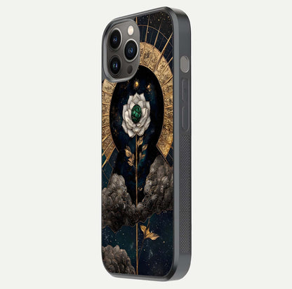 Celestial Lotus Morang Glass Case for iPhone 12 Pro Max side-angle image capturing shine and smooth curvature