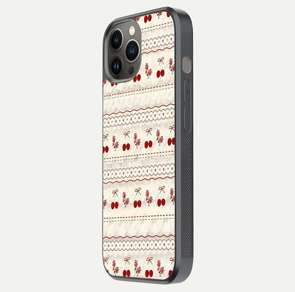 Cherry Bloom Charm Glass Case for iPhone 12 Pro Max side-angle photo showing flower detail and edge light