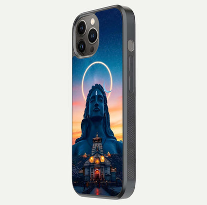 Eternal Shiva Aura Glass Case for iPhone 12 Pro Max side-angle image showing reflection clarity and rich tone