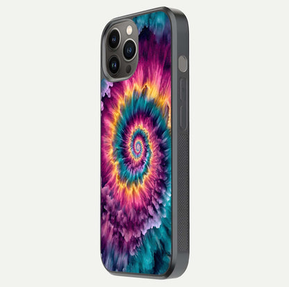 Galactic Spiral Burst Glass Case for iPhone 12 Pro Max side-angle image showing reflection clarity and vivid galactic texture
