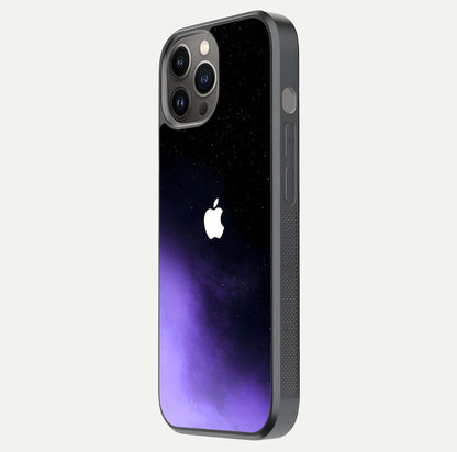 Galaxy Apple Aura Glass Case for iPhone 12 Pro Max side-angle image showing glossy surface and soft reflection hues