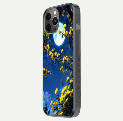 Golden Night Glow Glass Case for iPhone 12 Pro Max side-angle image showing reflection clarity and elegant golden tone