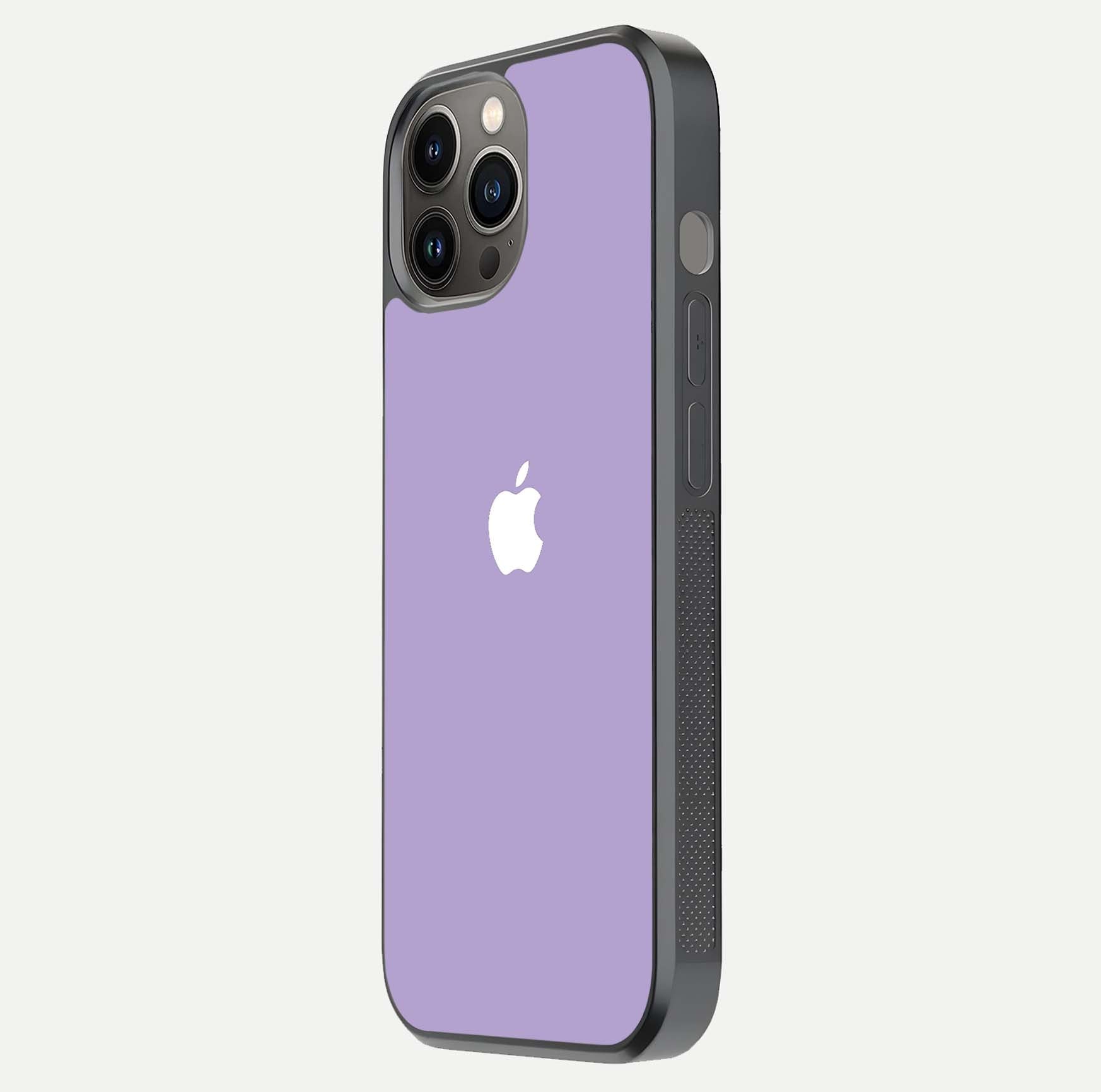 Lavender Soft Minimal Glass Case for iPhone 12 Pro Max side-angle image showing smooth reflection and minimal look