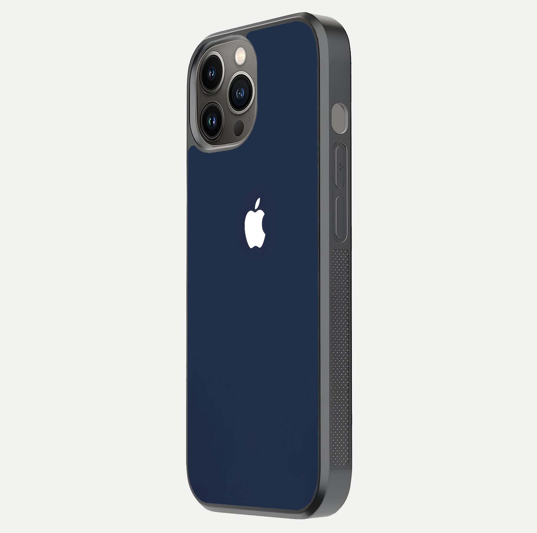 Minimal Apple Night Glass Case for iPhone 12 Pro Max side-angle image showing sleek reflection and clean gloss