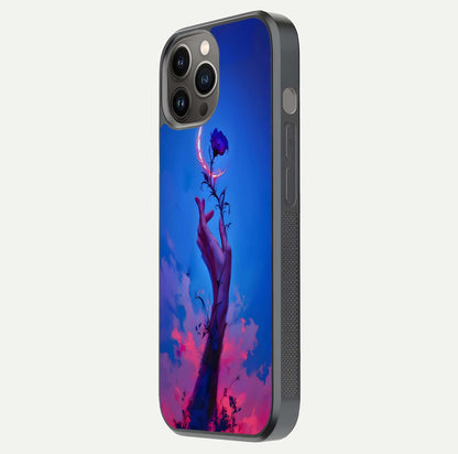 Mystic Hand Glass Case for iPhone 12 Pro Max side-angle image showing reflection depth and sacred aesthetic