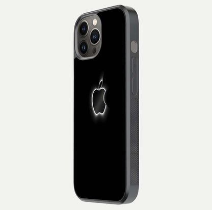 Neon Apple Glow Glass Case for iPhone 12 Pro Max side-angle image showing light reflection and glow effect