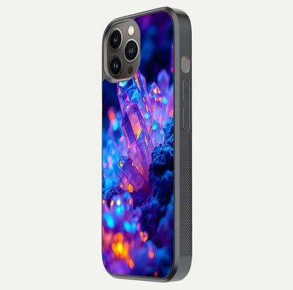 Neon Aura Shards Glass Case for iPhone 12 Pro Max side-angle image showing light depth and glossy contrast