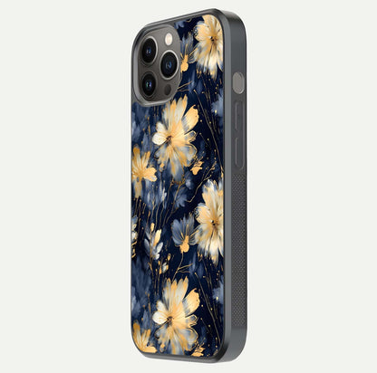 Royal Petal Dream Glass Case for iPhone 12 Pro Max side-angle image showing smooth edges and royal bloom details