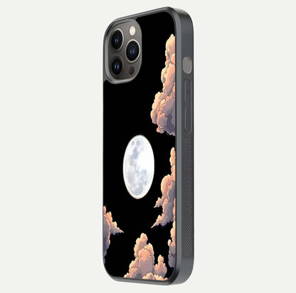 Shade Cloud Moon Glass Case for iPhone 12 Pro Max side-angle image showing reflection and night-sky detail