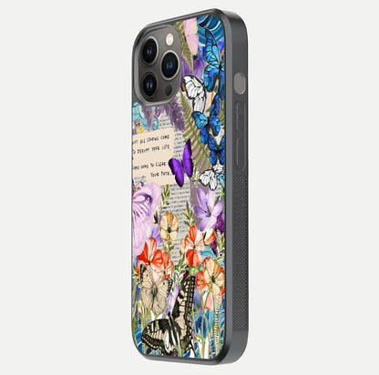 Storm Path Bloom Glass Case for iPhone 12 Pro Max side-angle image showing reflection, color contrast, and shine