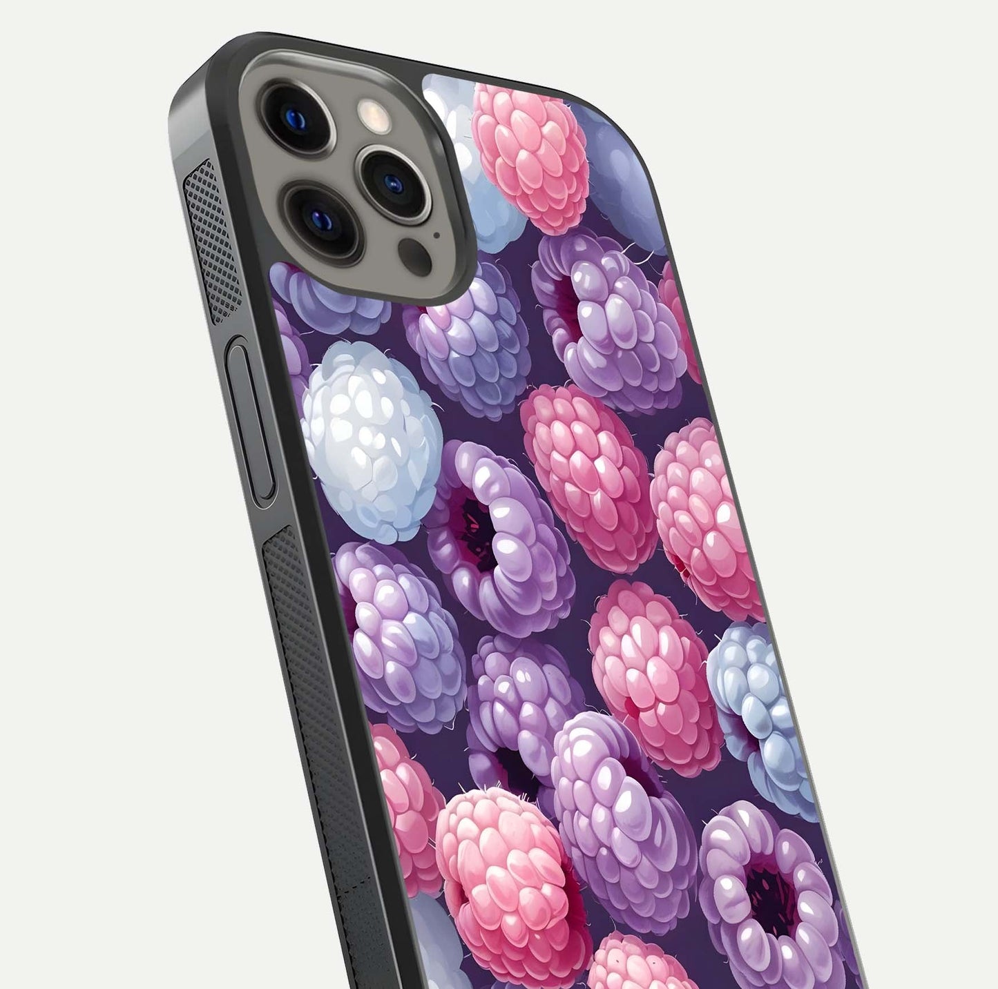 Berry Candy Pop Glass Case for iPhone 12 Pro Max close-up shot revealing candy-style texture and reflective surface
