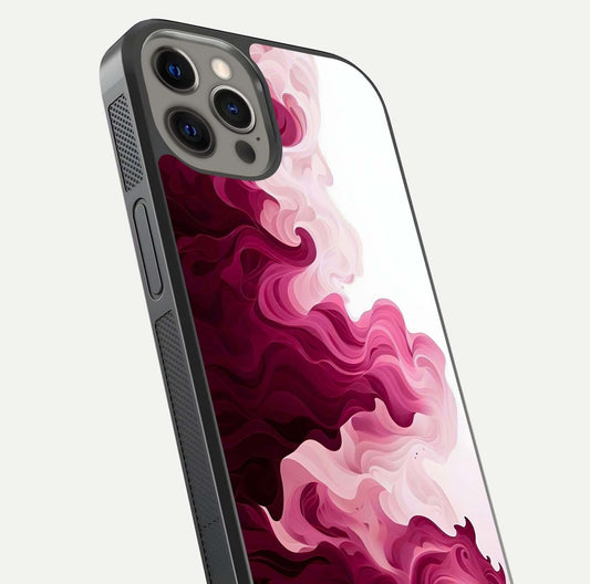 Crimson Wave Flow Glass Case for iPhone 12 Pro Max close-up highlighting flow texture and reflection tone