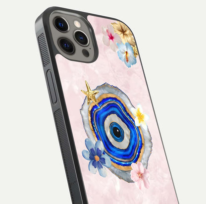 Divine Aura Bloom Glass Case for iPhone 12 Pro Max close-up highlighting flower glow and reflection tone
