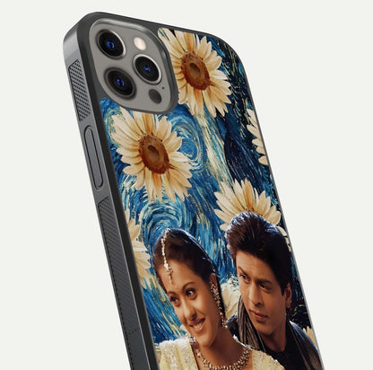 Eternal Love Story Glass Case for iPhone 12 Pro Max close-up highlighting couple detail and light reflection