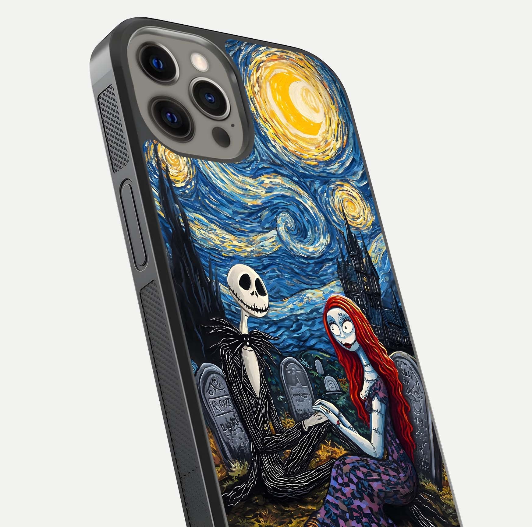 Eternal Night Love Glass Case for iPhone 12 Pro Max close-up highlighting stars and reflection glow