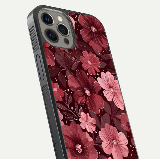 Flower Blush Bloom Glass Case for iPhone 12 Pro Max close-up highlighting pastel tones and reflection clarity