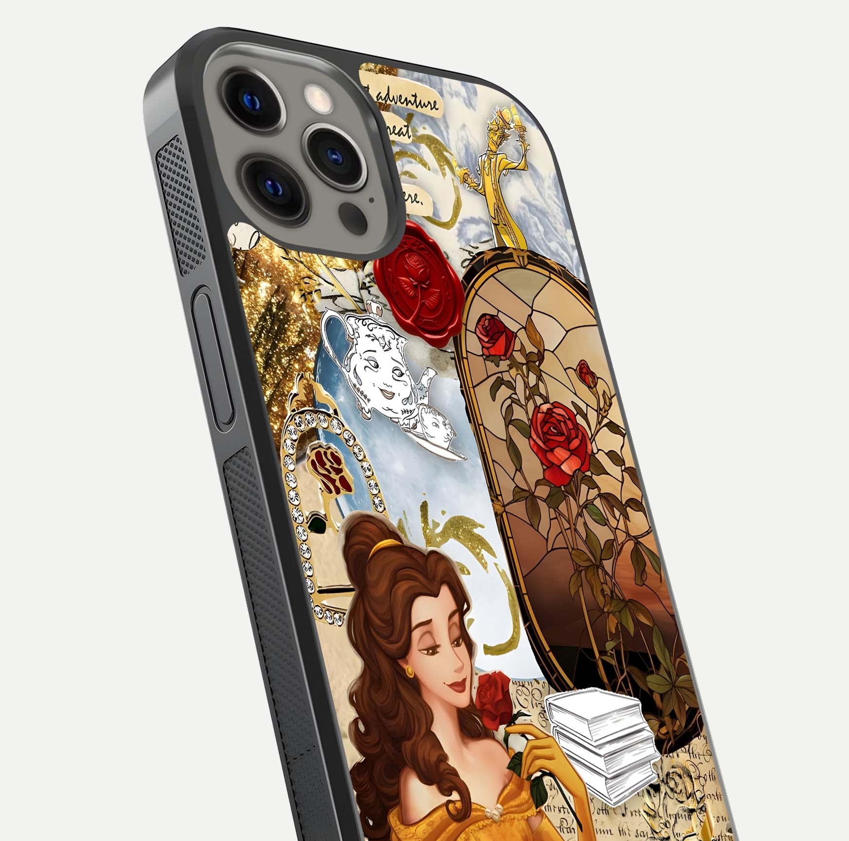 Golden Dream Belle Glass Case for iPhone 12 Pro Max close-up angled shot showing gradient tones and reflection polish