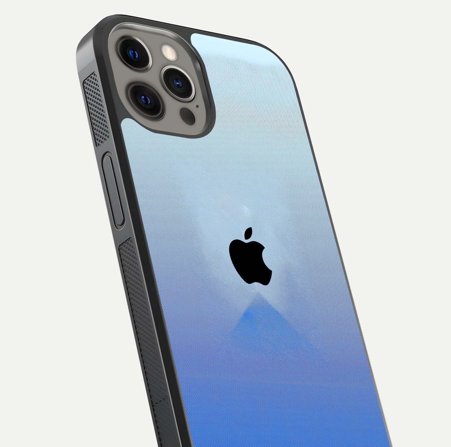 Gradient Apple Vibe Glass Case for iPhone 12 Pro Max close-up angled shot showing color transition and reflection brightness