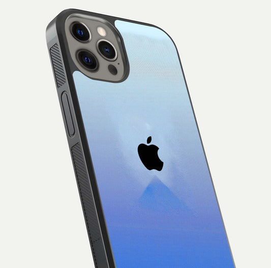 Gradient Apple Vibe Glass Case for iPhone 12 Pro Max close-up angled shot showing color transition and reflection brightness
