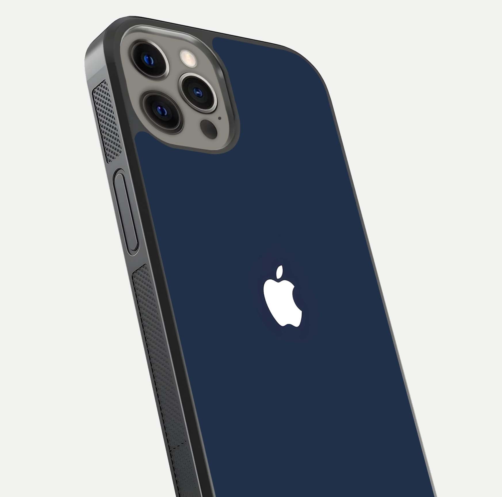 Minimal Apple Night Glass Case for iPhone 12 Pro Max close-up angled shot showing clean reflection and soft tone