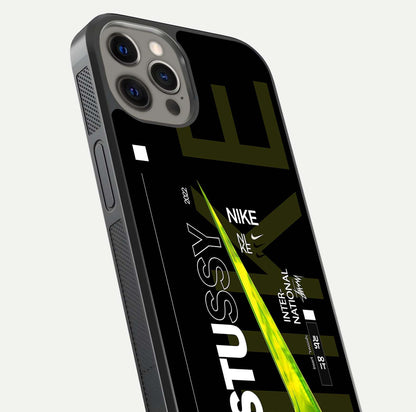 Neon Street Edition Glass Case for iPhone 12 Pro Max close-up angled shot showing urban neon lights and shine