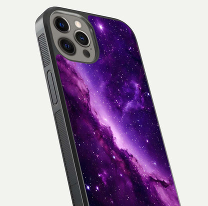 Purple Shade Sky Glass Case for iPhone 12 Pro Max close-up angled shot highlighting color gradient and reflection