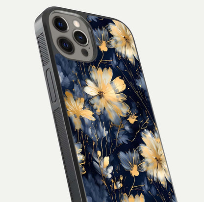 Royal Petal Dream Glass Case for iPhone 12 Pro Max close-up angled shot highlighting petal texture and reflection depth