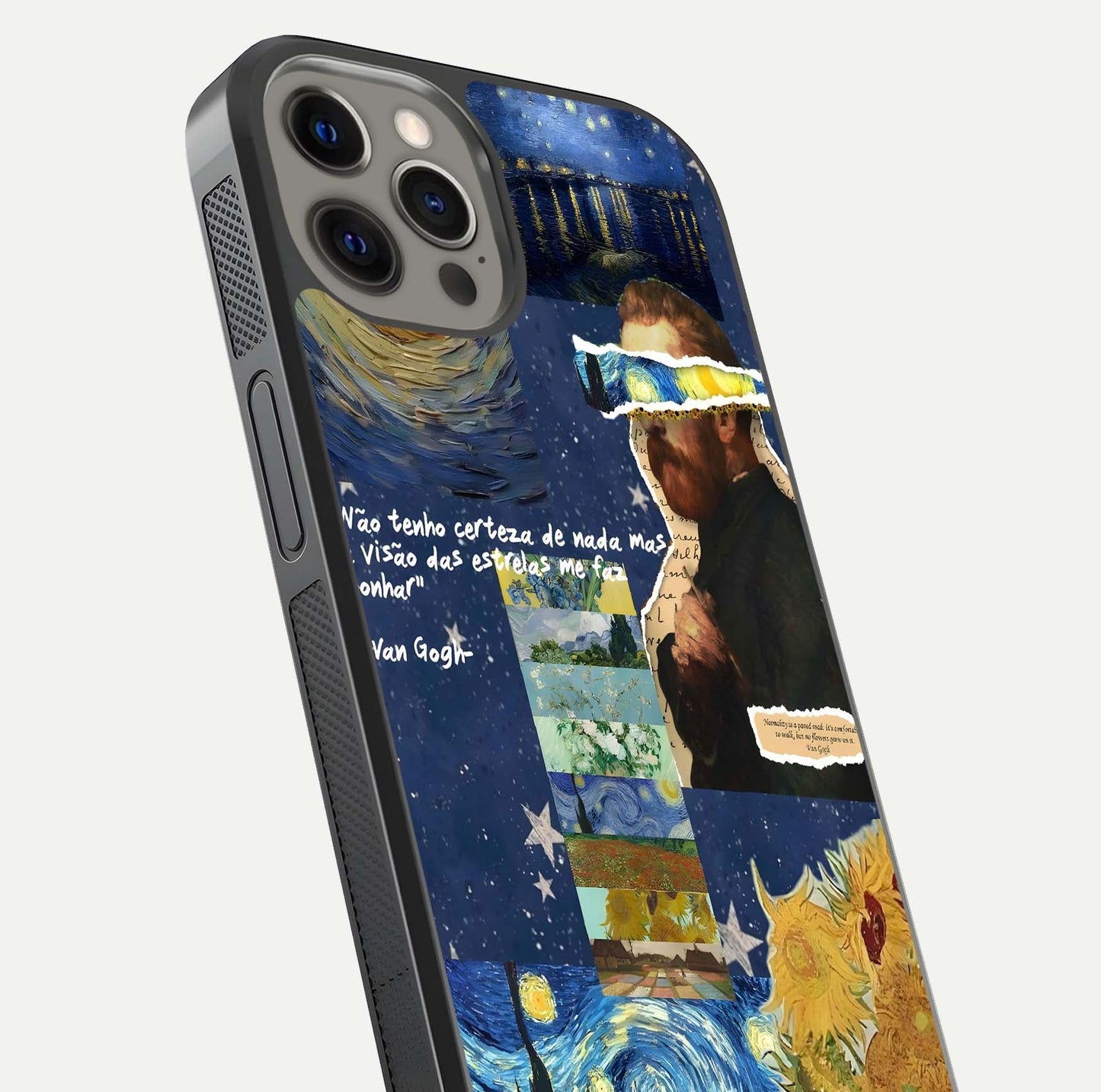 Starry Dream Vision Glass Case for iPhone 12 Pro Max close-up angled shot highlighting cosmic light and reflection