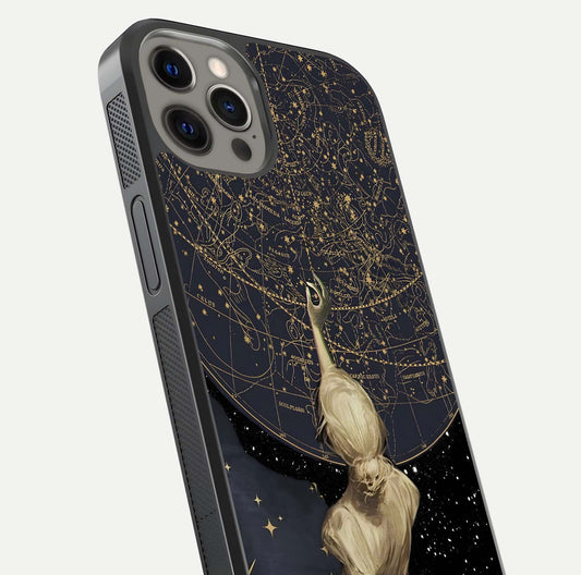 Taylor Swift Girl Glass Case for iPhone 12 Pro Max close-up angled shot highlighting texture and HD reflection