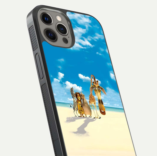 Tropical Fun Squad Glass Case for iPhone 12 Pro Max close-up angled shot highlighting vibrant tones and texture
