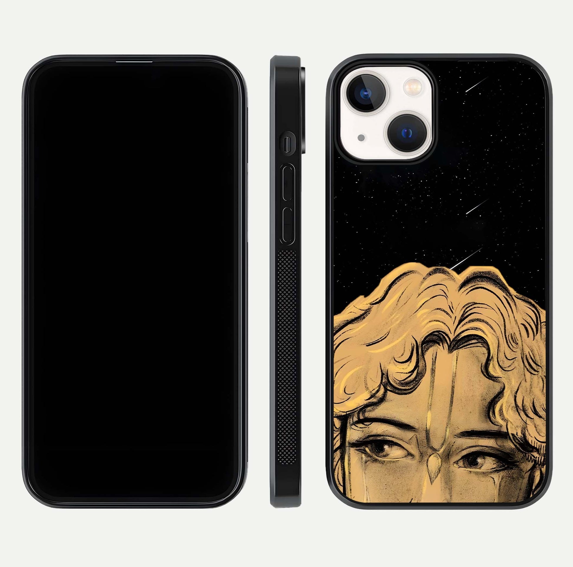 Celestial God’s Plan Glass Case for iPhone 13 front & back layout showing smooth finish and spiritual art