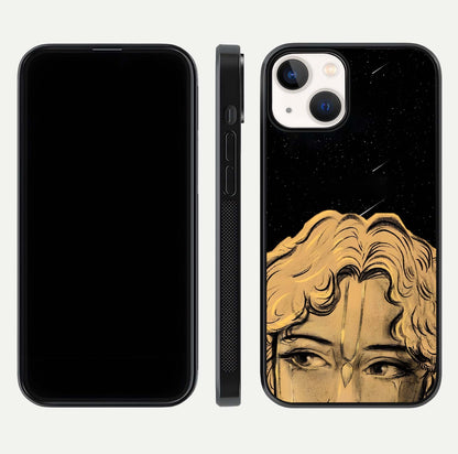 Celestial God’s Plan Glass Case for iPhone 13 front & back layout showing smooth finish and spiritual art