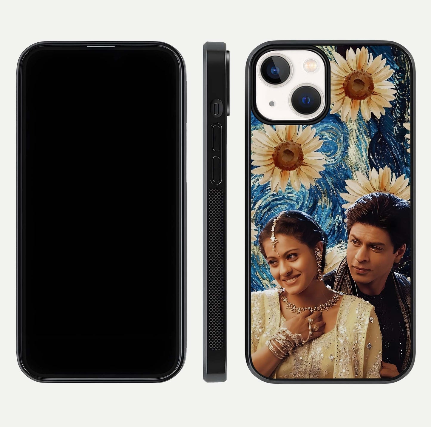 Eternal Love Story Glass Case for iPhone 13 dual-view layout displaying soft hues and smooth glass