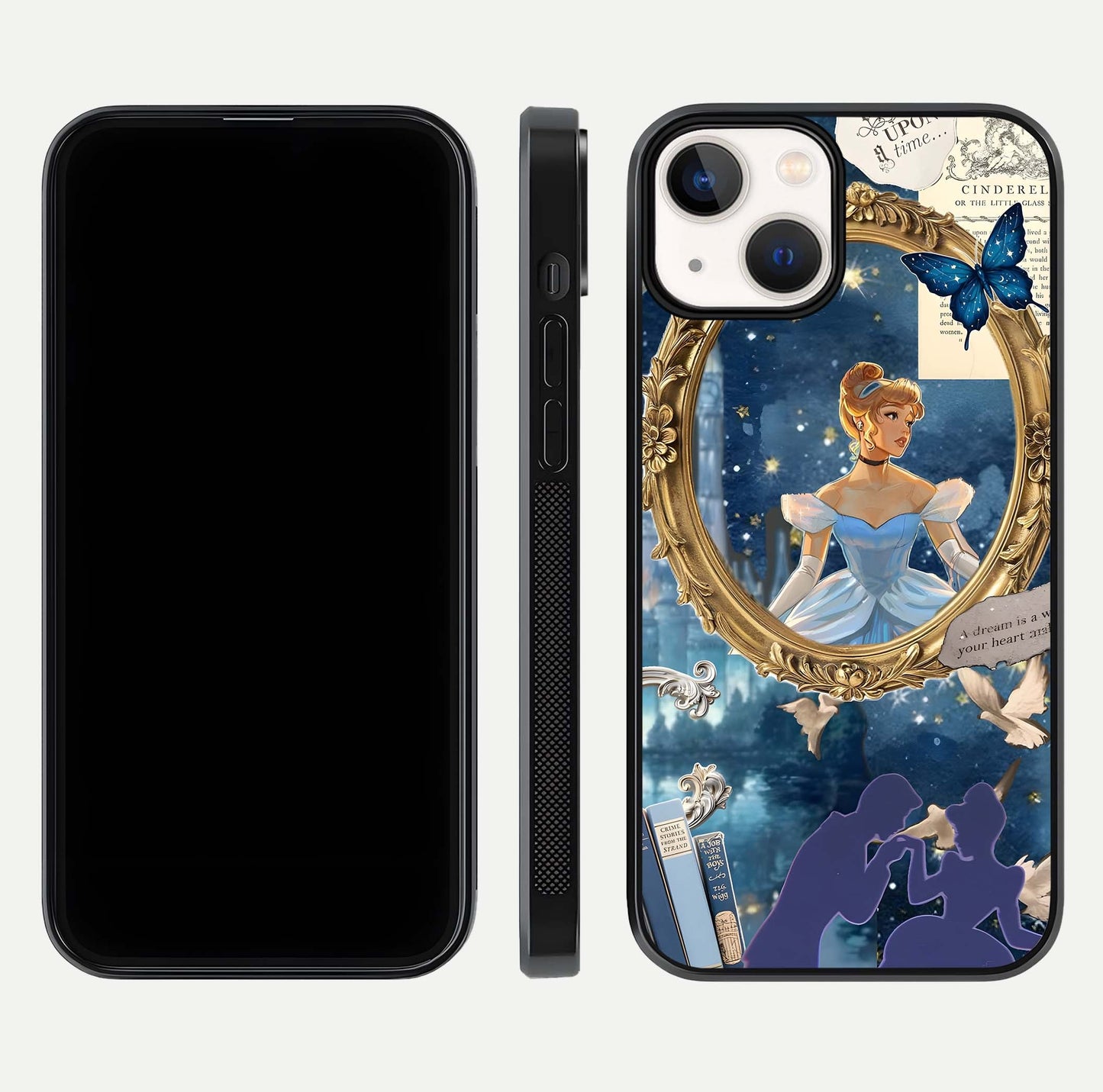 Midnight Queen Glass Case for iPhone 13 front & back layout displaying regal tones and smooth edges