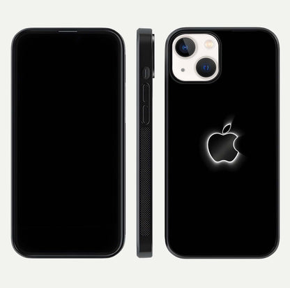 Neon Apple Glow Glass Case for iPhone 13 front & back layout showing bright tones and edge curve