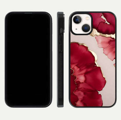 Pink & White Marble Glass Case For iPhone 13