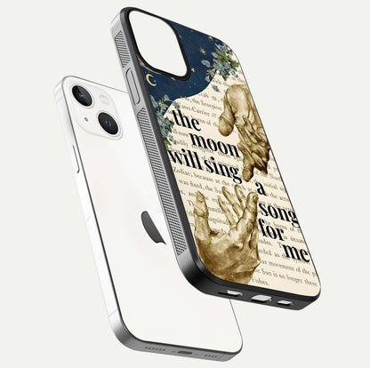 Aesthetic Divine Glass Case for iPhone 16 Pro floating dual-view mockup showing edge design and divine art gloss texture