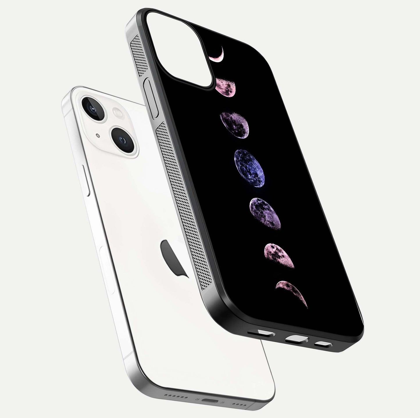 Crimson All Planets Glass Case for iPhone 13 floating mockup showing gloss depth and rich hues