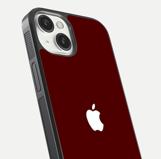 Apple Crimson Core Glass Case for iPhone 13 close-up angle showing deep crimson tone and HD glass reflection