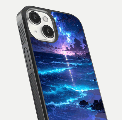 Classic Damn Look Glass Case for iPhone 13 close-up highlighting quote text and reflection shine
