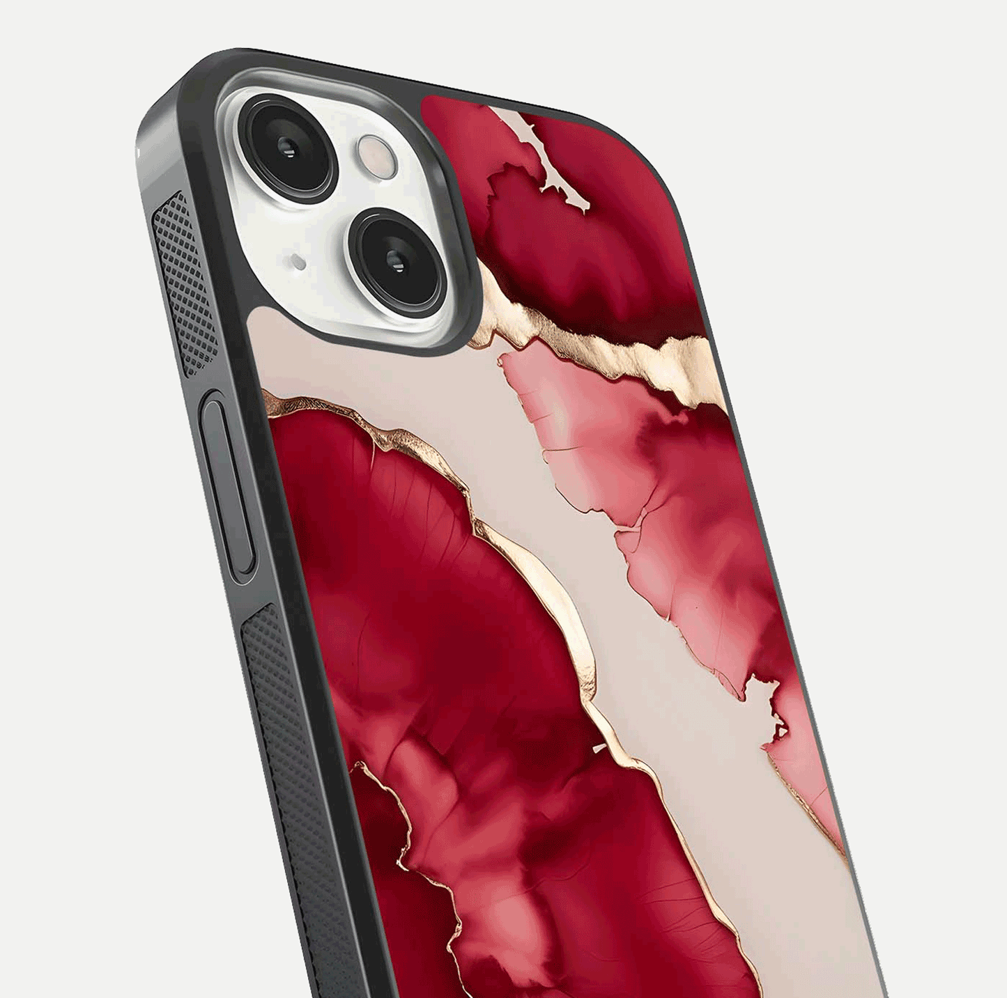 Pink & White Marble Glass Case For iPhone 13