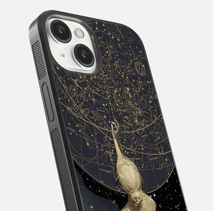 Taylor Swift Girl Glass Case for iPhone 13 close-up angled shot highlighting texture and HD reflection