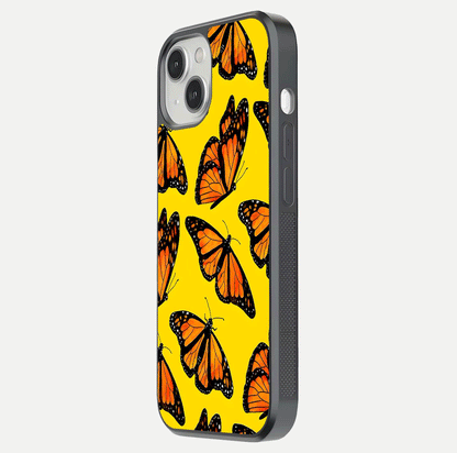 Golden Wing Flight Glass Case for iPhone 13 side-angle image showing polished surface and golden gradient